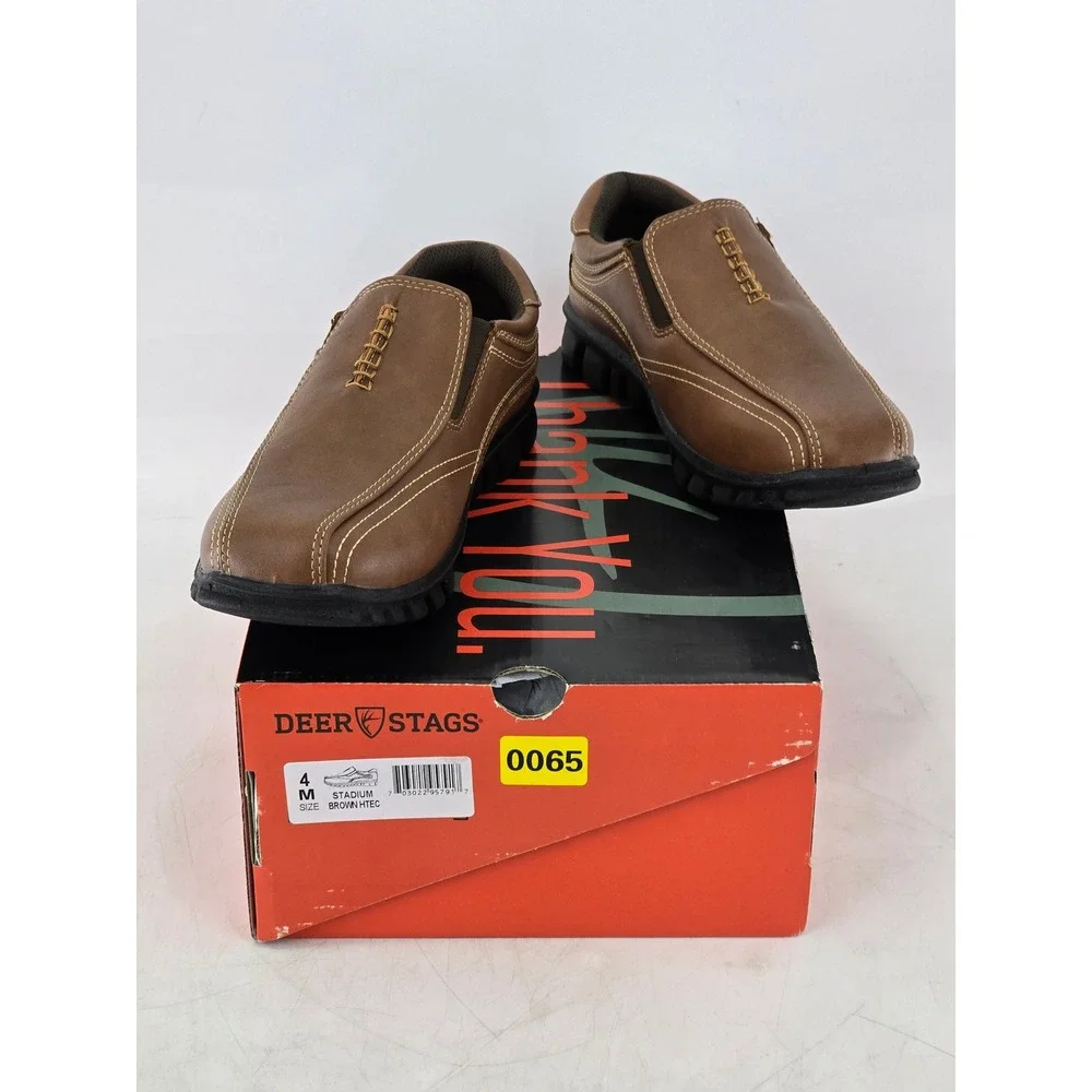 Deer Stags Stadium Loafers Boys Size 4 M Brown HTEC Slip On Shoes - Excellent